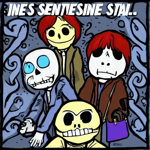 Image similar to sans undertale with the beatles