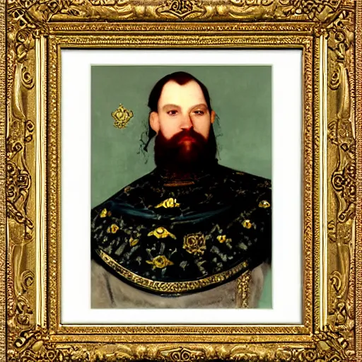 Prompt: Emperor Squangus XIV the Splangdificent of Frog Kingdom, royal portrait painting commissioned from Ilya Repin