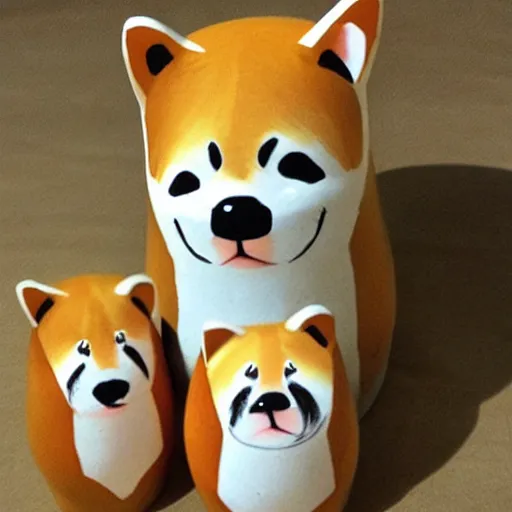 Prompt: Shiba Inu Matryoshka dolls