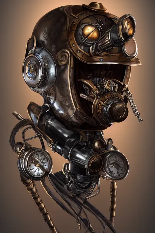 Image similar to steampunk helmet fantasy art mask robot ninja stylized digital illustration sharp focus, elegant intricate digital painting artstation concept art global illumination ray tracing advanced technology chaykin howard and campionpascale and cooke darwyn and davis jack