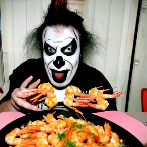 Image similar to juggalo eating prawns