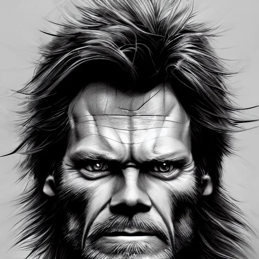 Image similar to Portrait of Kevin Bacon as Wolverine, fantasy, intricate, highly detailed, digital painting, trending on artstation, sharp focus, illustration, style of Stanley Artgerm