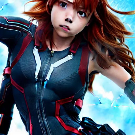 Prompt: Still image of Ochako Uraraka as Black Widow in Avengers (2012), cinematic shot, 8k, hyperdetailed,