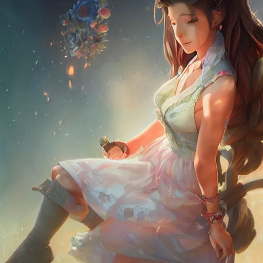 Image similar to aerith gainsborough by Stanley Artgerm Lau, WLOP, Rossdraws, James Jean, Andrei Riabovitchev, Marc Simonetti