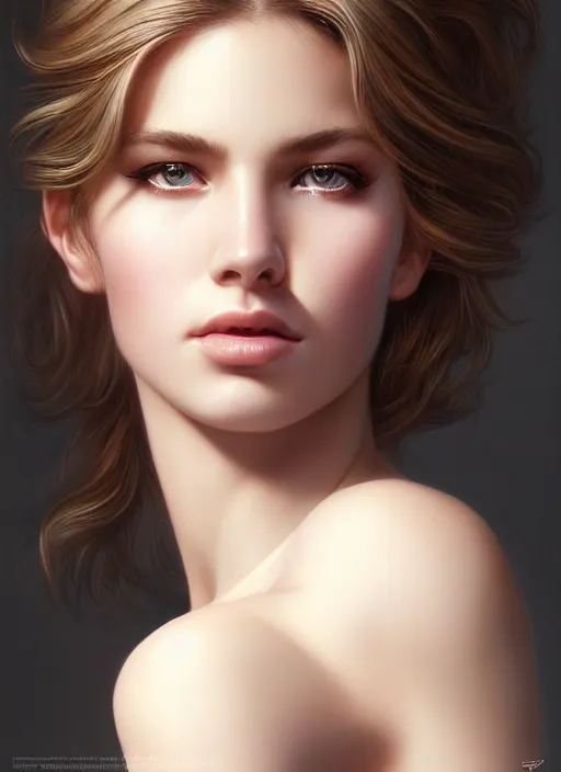 Image similar to a gorgeous female photo, professionally retouched, award winning, hyperdetailed, photorealism, soft lighting, feather hair, realistic, smooth face, perfect eyes, wide angle, sharp focus on eyes, 8 k high definition, insanely detailed, intricate, elegant, art by artgerm and greg rutkowski and j scott campbell