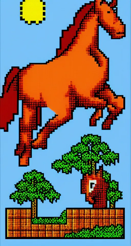 Prompt: horse, 8 bit, pixel art, nes game