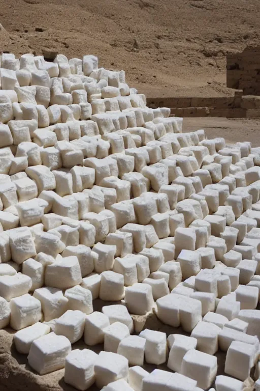 Image similar to the pyramids of egypt made of marshmallows