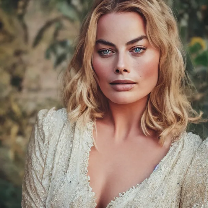 Prompt: portrait of margot robbie combined with angela white wearing kebaya, by charlotte grimm, natural light, detailed face, canon eos c 3 0 0, ƒ 1. 8, 3 5 mm, 8 k, medium - format print