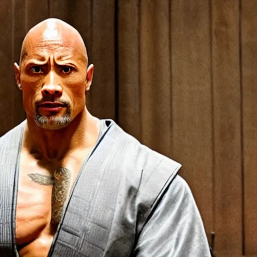 Image similar to Dwayne Johnson as Edo samurai , wearing kimono