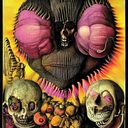 Image similar to post - punk new age album cover, magic, apocalypse, psychedelic, black white pink, magic, giger h. r., giuseppe arcimboldo