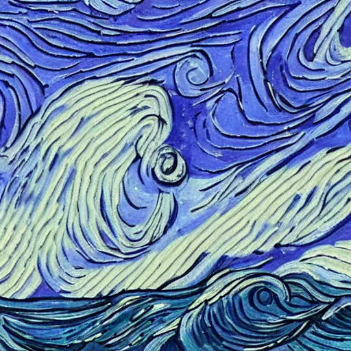 Image similar to a ship going through a storm, Van Gogh style