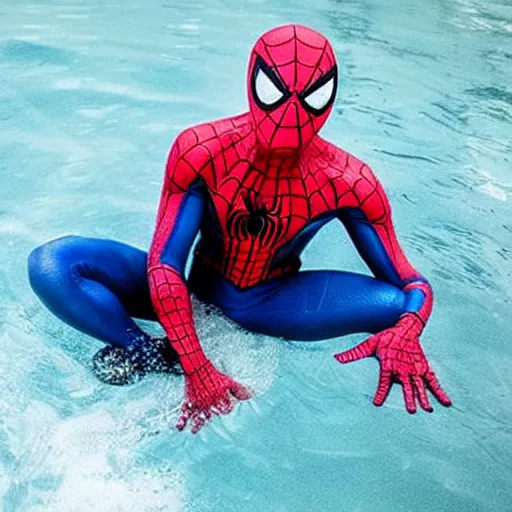 Prompt: spiderman saving a drowning person, underwater