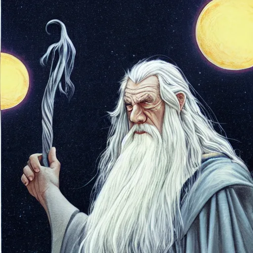 Gandalf pondering his orb by Todd Lockwood | Stable Diffusion | OpenArt