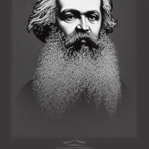 Prompt: a detailed portrait of Karl Marx in the style of Gustave Dore, 8k, ornate, intricate