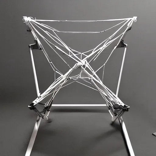 Prompt: futuristic sci - fi professional lighting. hobby diy engineering photo. tensegrity captain's chair