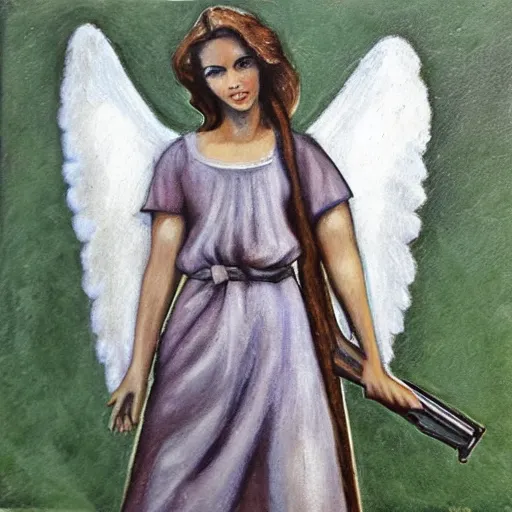 Image similar to angel with a shotgun