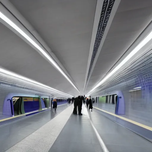 Image similar to a subway platform designed by zaha hadid