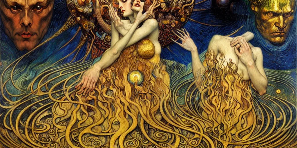 Image similar to Divine Chaos Engine by Karol Bak, Jean Delville, William Blake, Gustav Klimt, and Vincent Van Gogh, symbolist, visionary