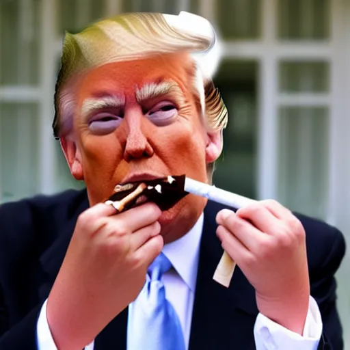 Image similar to a photo of donald trump smoking a cigarrette