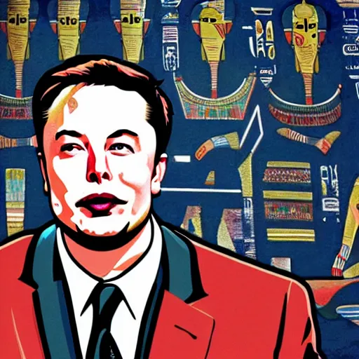 Image similar to elon musk as egyptian mural