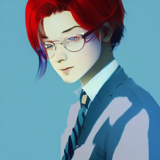 Image similar to ilya kuvshinov with long sky blue hair, gold eyes, boy face, professional digital painting, concept art, award - winning photography, cinematic, wlop, color block, pop, hip, art by andy warhol, pixiv art, yoshitaka amano