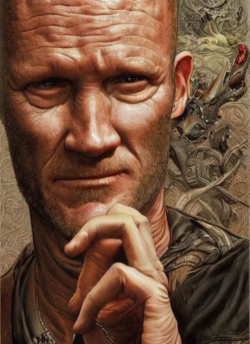 Prompt: Michael Rooker from Slither (2006), intricate, elegant, highly detailed, centered, digital painting, artstation, concept art, smooth, sharp focus, illustration, artgerm, donato giancola, Joseph Christian Leyendecker, WLOP, Artgerm