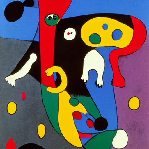Prompt: a modern romance painted by Joan Miró