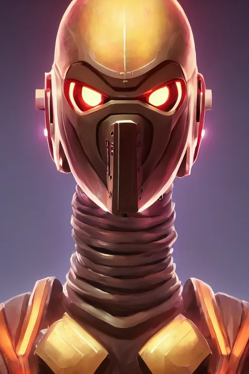 Image similar to epic mask helmet robot ninja portrait stylized as fornite style game design fanart by concept artist gervasio canda, behance hd by jesper ejsing, by rhads, makoto shinkai and lois van baarle, ilya kuvshinov, rossdraws global illumination radiating a glowing aura global illumination ray tracing hdr render in unreal engine 5