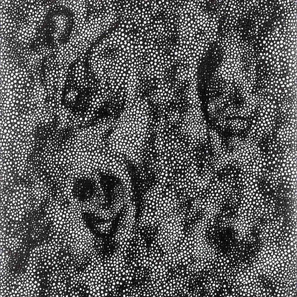 Image similar to face made out of planet, faceless people dark, dots, drip, stipple, pointillism, technical, abstract, minimal, style of francis bacon, asymmetry, pulled apart, cloak, hooded figure