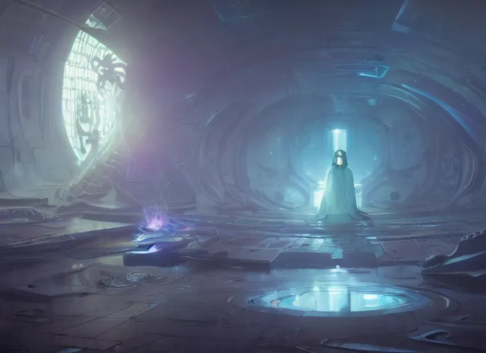 Image similar to lovecraft in a musical sci - fi space opera ghibli animated film, volumetric lighting, octane render by stanley artgerm lau, greg rutkowski, thomas kindkade, alphonse mucha, loish, norman rockwel,