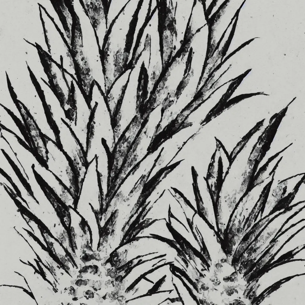 Prompt: chinese ink painting of a pineapple