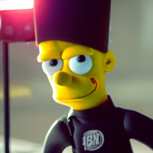 Prompt: still of bart simpson in The Raid 2