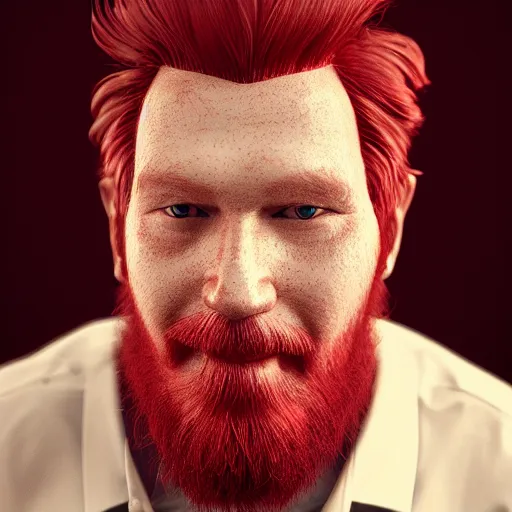 Image similar to a red headed man, octane render, art, portrait,