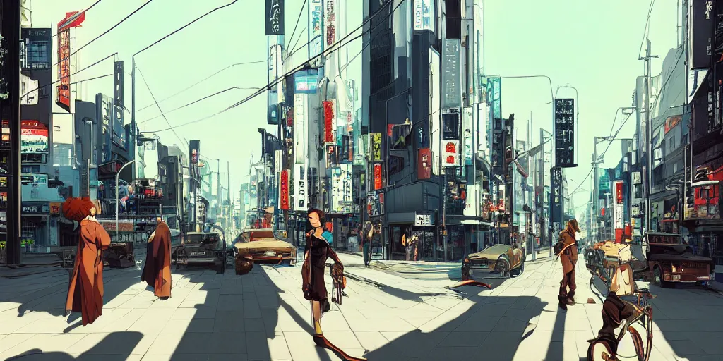 Image similar to empty streets of tokyo, cables, digital painting, masterpiece, by ilya kuvshinov, by frank frazetta, by mbius, by reiq, by hayao miyazaki