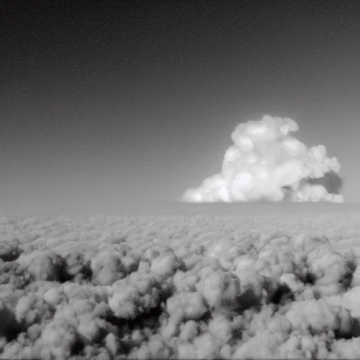 Image similar to combat drone strike war footage, ir, chromatic aberration!!!!!!!!!!!, broken camera colors, iridescent saturated infrared camera, very high contrast, nuclear cloud, high angle vertical