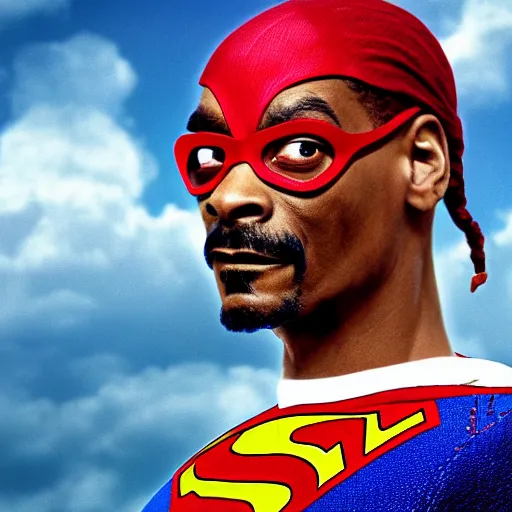 Prompt: snoop dogg as superman, movie still, photograph, high quality, 4K