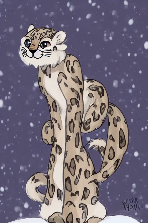 Image similar to a pretty medieval anthropomorphic snow leopard with a fluffy tail in the forest, comic art, trending on furaffinity, cartoon, kawaii, backlighting, furry art!!!, radiant light, bokeh, trending on artstation, digital art