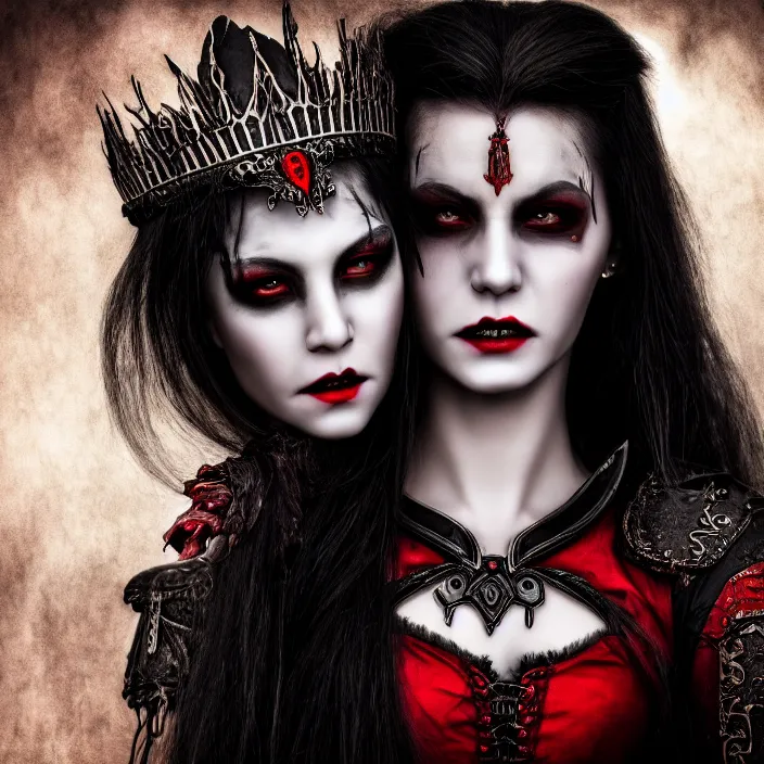 Image similar to photo of a very beautiful!! vampire warrior queen, highly detailed, 4 k, hdr, smooth, sharp focus, high resolution, award - winning photo