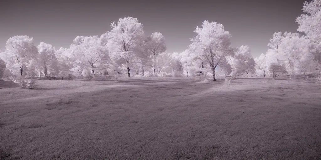 Prompt: infrared photograph of an eldritch horror