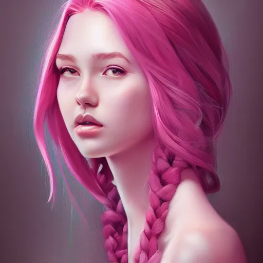 Image similar to teen girl, pink hair, gorgeous, amazing, elegant, intricate, highly detailed, digital painting, artstation, concept art, sharp focus, illustration, art by Ross tran