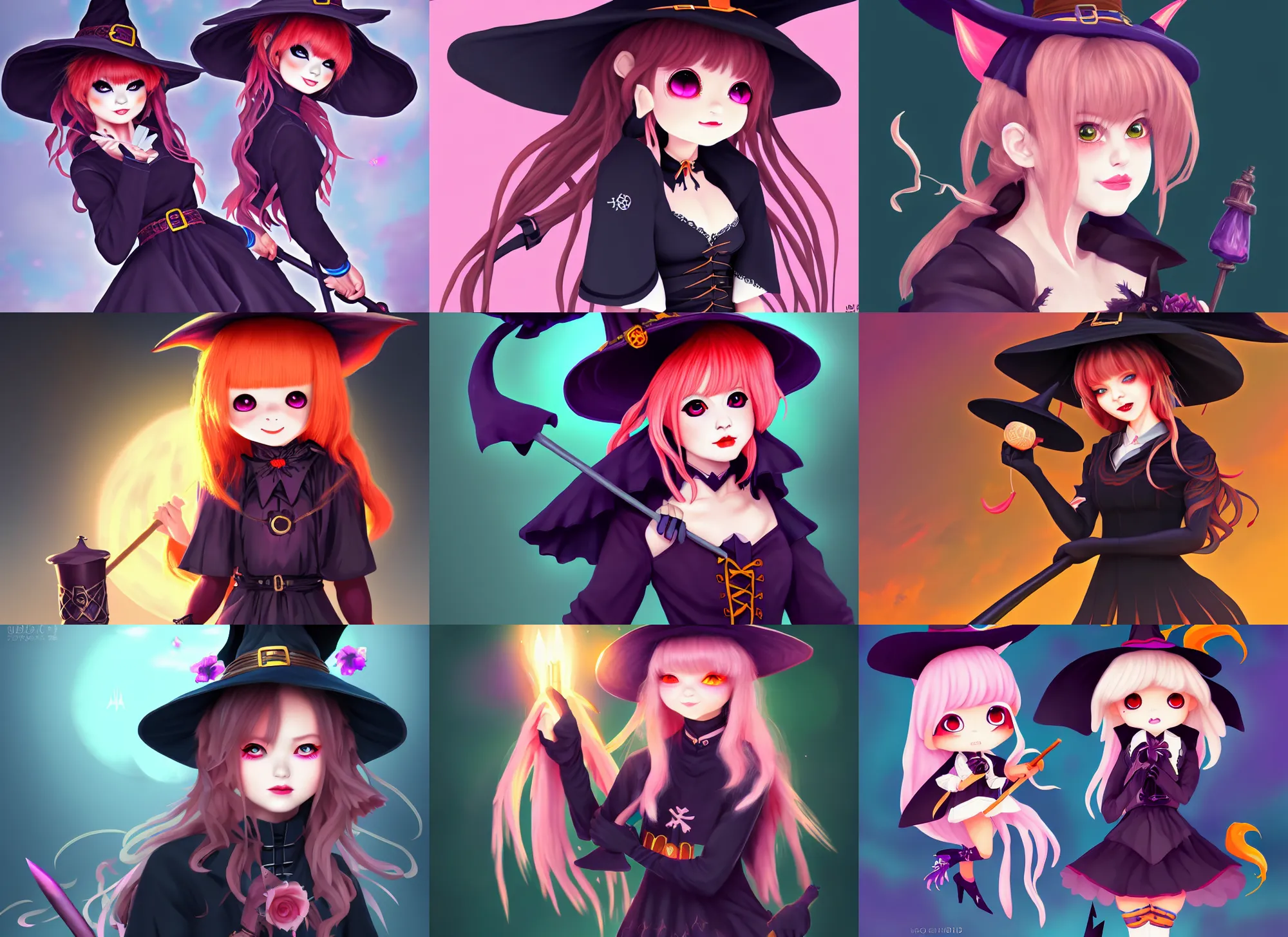 Prompt: cute witch for genshin impact, digital art, trending on artstation, hd, 8 k, highly detailed, good lighting, beautiful, masterpiece