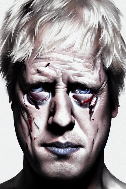 Image similar to Boris Johnson as Terminator, Boris Johnson hairstyle, full body realistic portrait, highly detailed, digital painting, artstation, concept art, smooth, sharp focus, illustration, cinematic lighting, art by artgerm and greg rutkowski and alphonse mucha