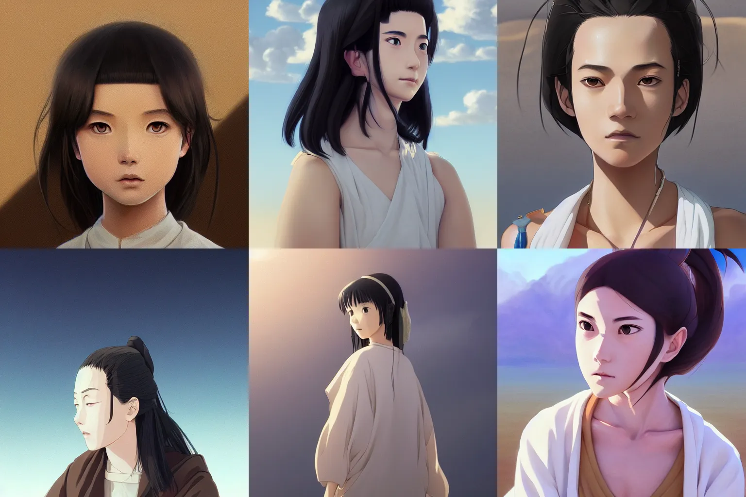 Prompt: portrait of haku from spirited away as a young adult in the desert, digital painting, highly detailed, intricate, elegant, hyperrealism, trending on artstation, award winning, 8 k hd, art by ross tran, greg rutkowski, artgerm, wlop