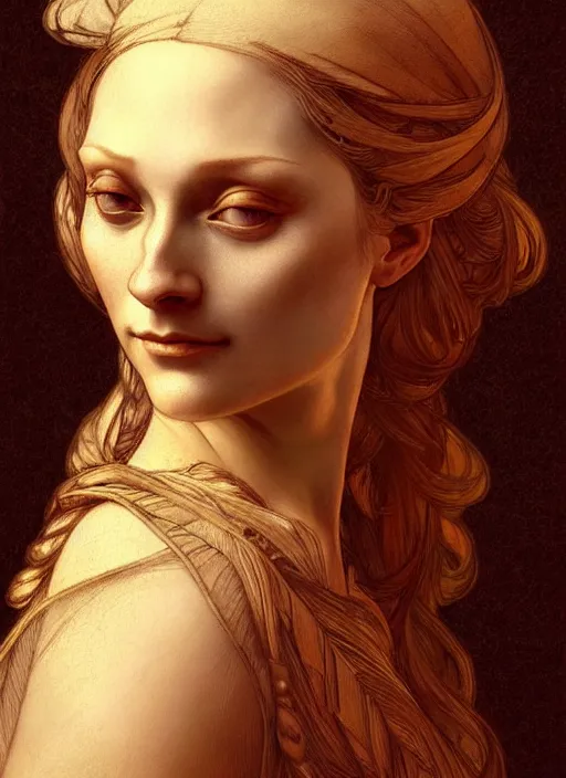 Image similar to old leonardo davinci, fantasy, intricate, elegant, highly detailed, digital painting, artstation, concept art, smooth, sharp focus, illustration, art by artgerm and greg rutkowski and alphonse mucha