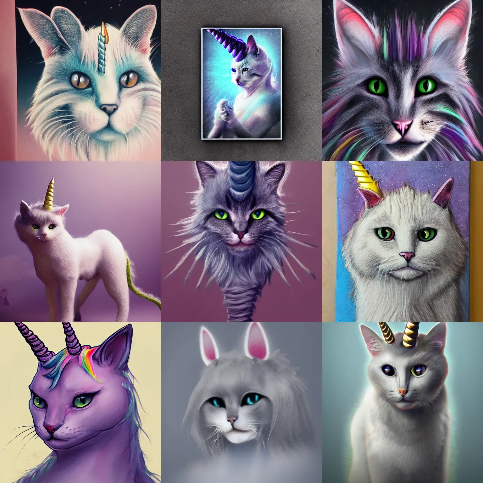 Prompt: photo of a cat-unicorn, high detail, trending on artstation