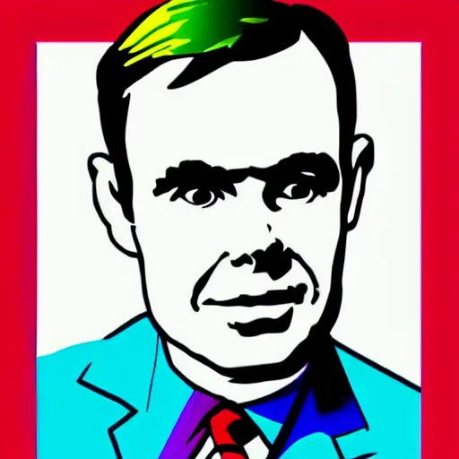 Image similar to rainbow alan turing. pop art.