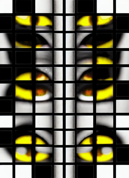 Image similar to grid montage of cube shaped eyes cubes, square shaped black dilated pupils cubes, cube shaped irises, detailed colored textures, lashes, advanced art, art styles mix, wet reflections in square eyes, sunshine light, hd macro photograph, from side, various eyelid positions, square black pupil centered