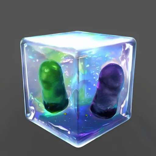 Image similar to jelly cube, sub surface scattering, fantasy art, artstation trending