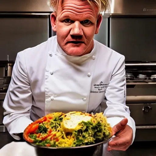 Image similar to a fusion between a ram and gordon ramsay.