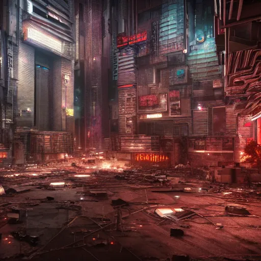 Image similar to photograph of a dystopian city, cyberpunk style, inspired by kowloon walled city, render, octane render, unreal engine, 4 k, dramatic composition